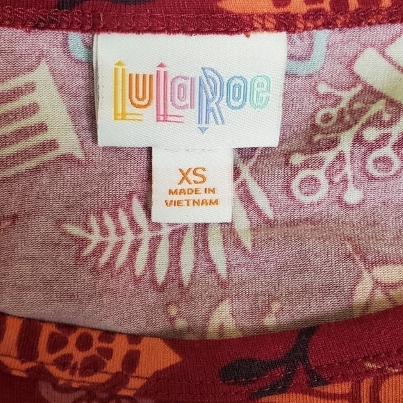 NWT Lularoe Julia, maroon dress with multicolored floral design, size XS - Picture 4 of 6